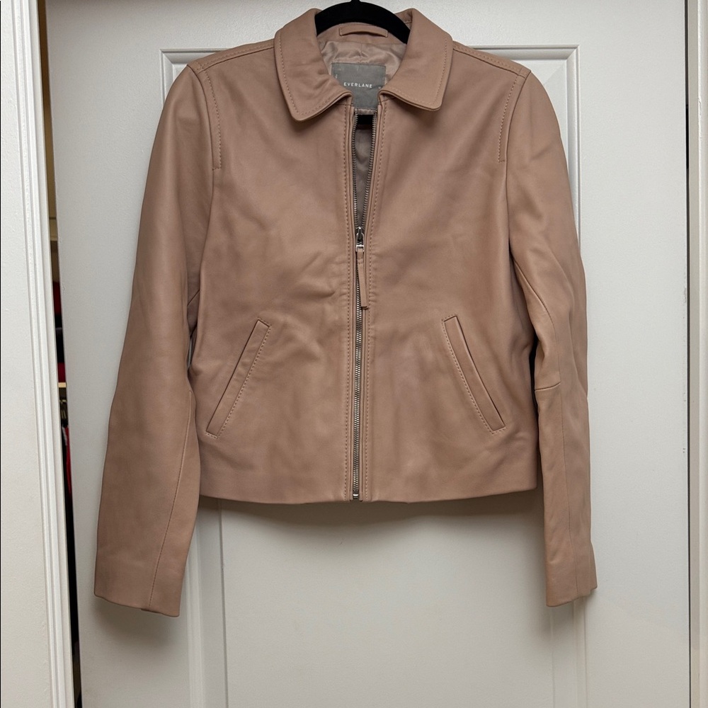 Everlane pastel pink Leather Jacket